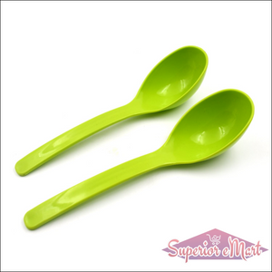 Green multipurpose kitchen ladle set with long handles for serving and cooking