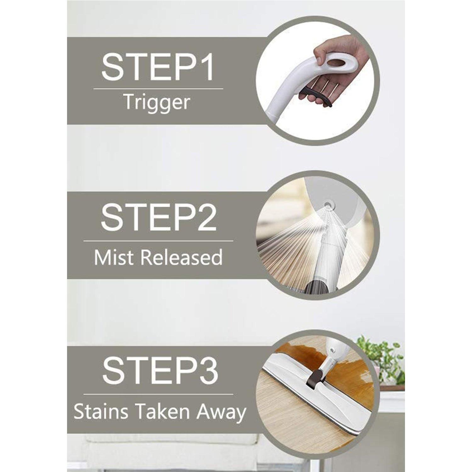 Step-by-step guide for using a spray mop with washable pad for easy cleaning