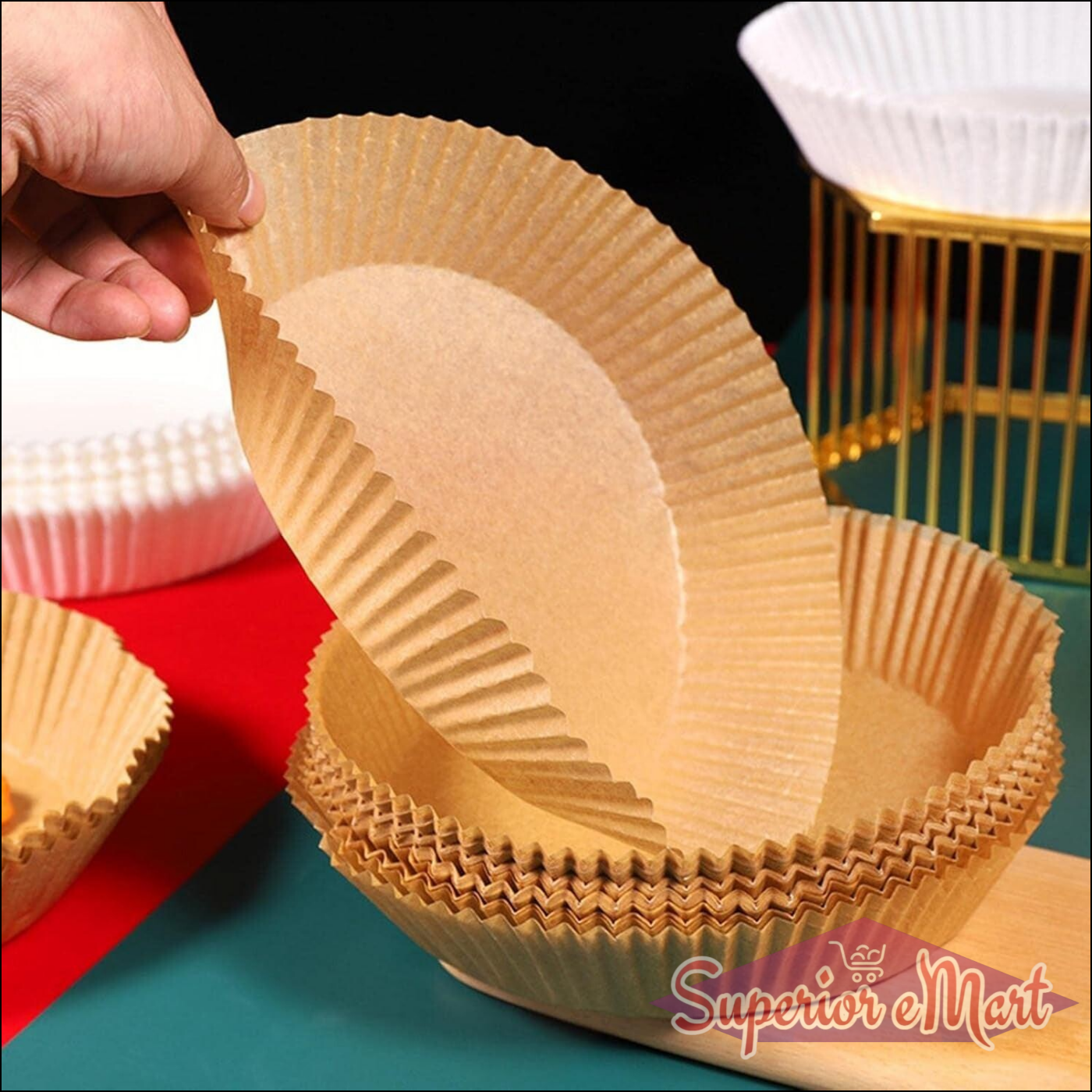 Pack of square air fryer liner disposable parchment baking liners for easy food preparation