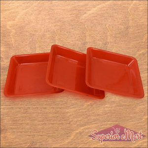 Set of three red square dinner plates from Superior eMart ideal for stylish dining