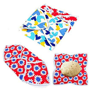 Colorful square rotichapati cover set for keeping tortillas warm and fresh in the kitchen