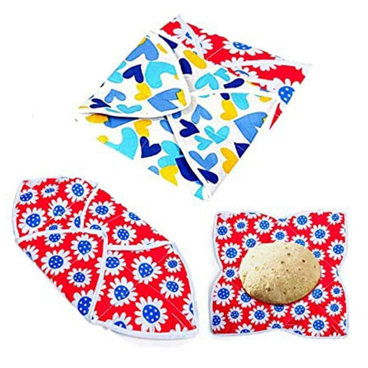 Colorful square rotichapati cover set for keeping tortillas warm and fresh in the kitchen