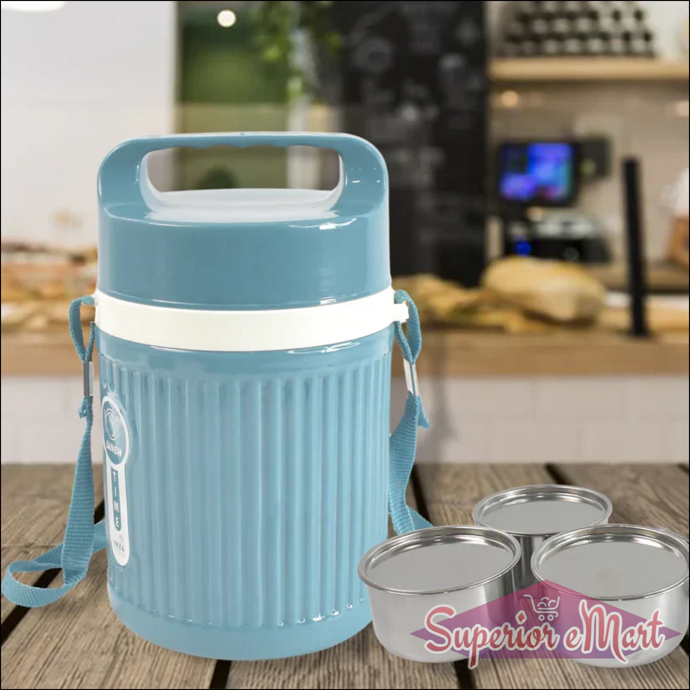 Stackable Insulated Tiffin with Handle (1 Pc): Leakproof, Hot Food Container - Superior eMart