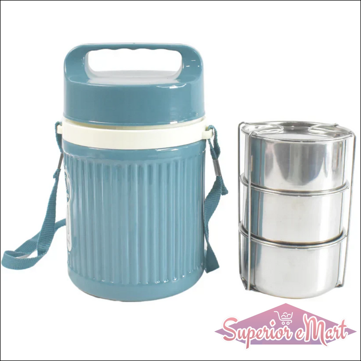 Stackable Insulated Tiffin with Handle (1 Pc): Leakproof, Hot Food Container - Superior eMart