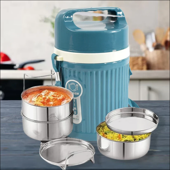 Stackable Insulated Tiffin with Handle (1 Pc): Leakproof, Hot Food Container - Superior eMart