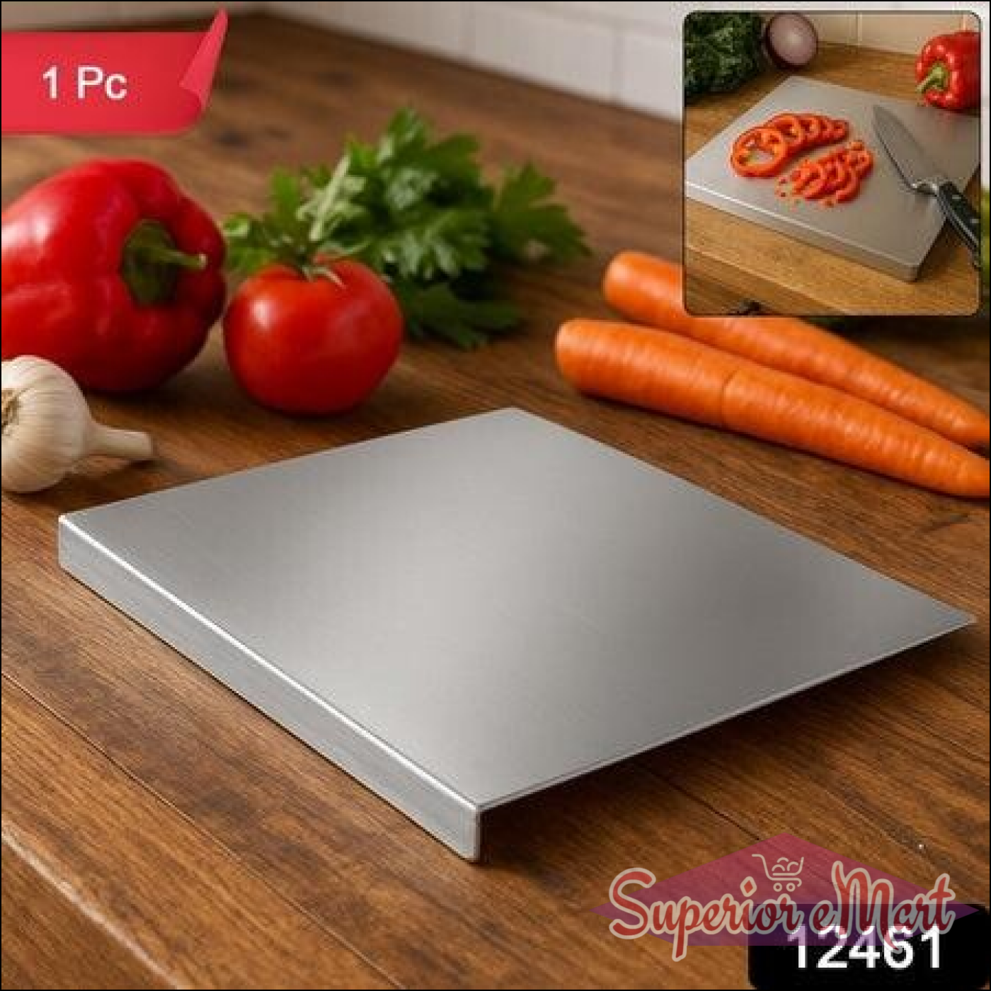 Stainless Steel Anti-bacterial Chopping Board For Kitchen (1 Pc) - Superior eMart