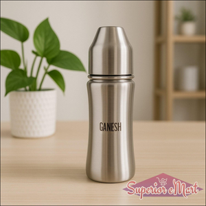 Stylish stainless steel baby milk bottle with ergonomic design for easy handling