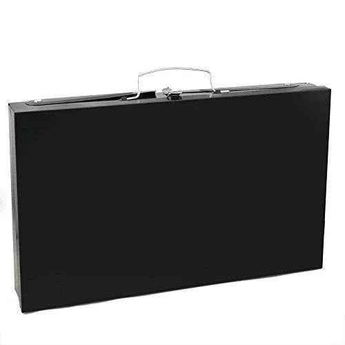 Portable black carrying case for stainless steel barbecue grill for easy transport and storage