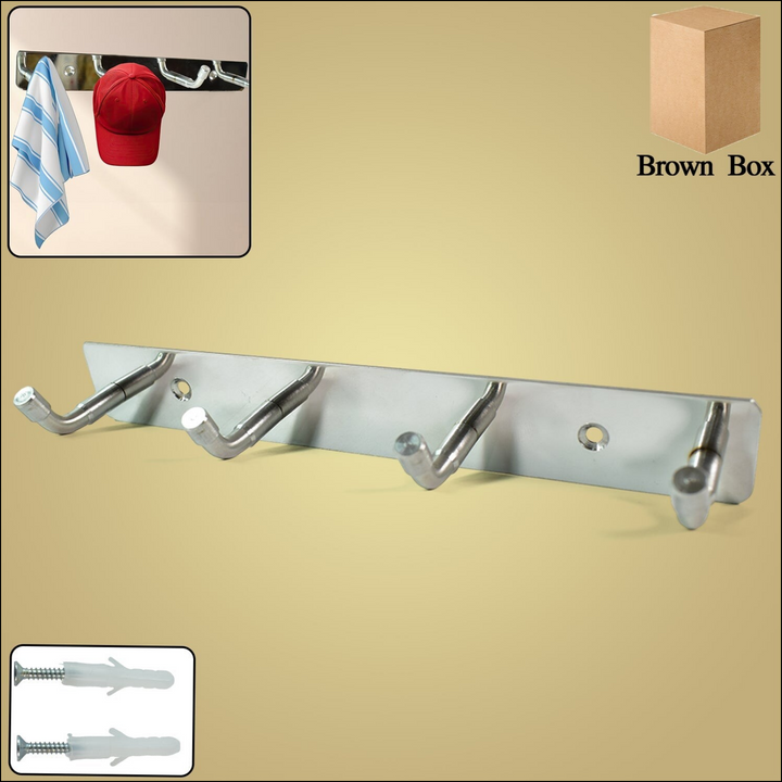 Stainless steel wall mounted coat rack with three hooks for efficient space-saving storage