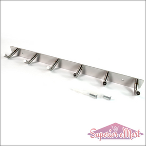 Stylish stainless steel wall mounted coat rack with five hooks for home organization