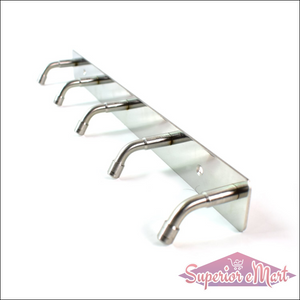 Durable stainless steel wall mounted coat rack with five hooks for efficient space organization
