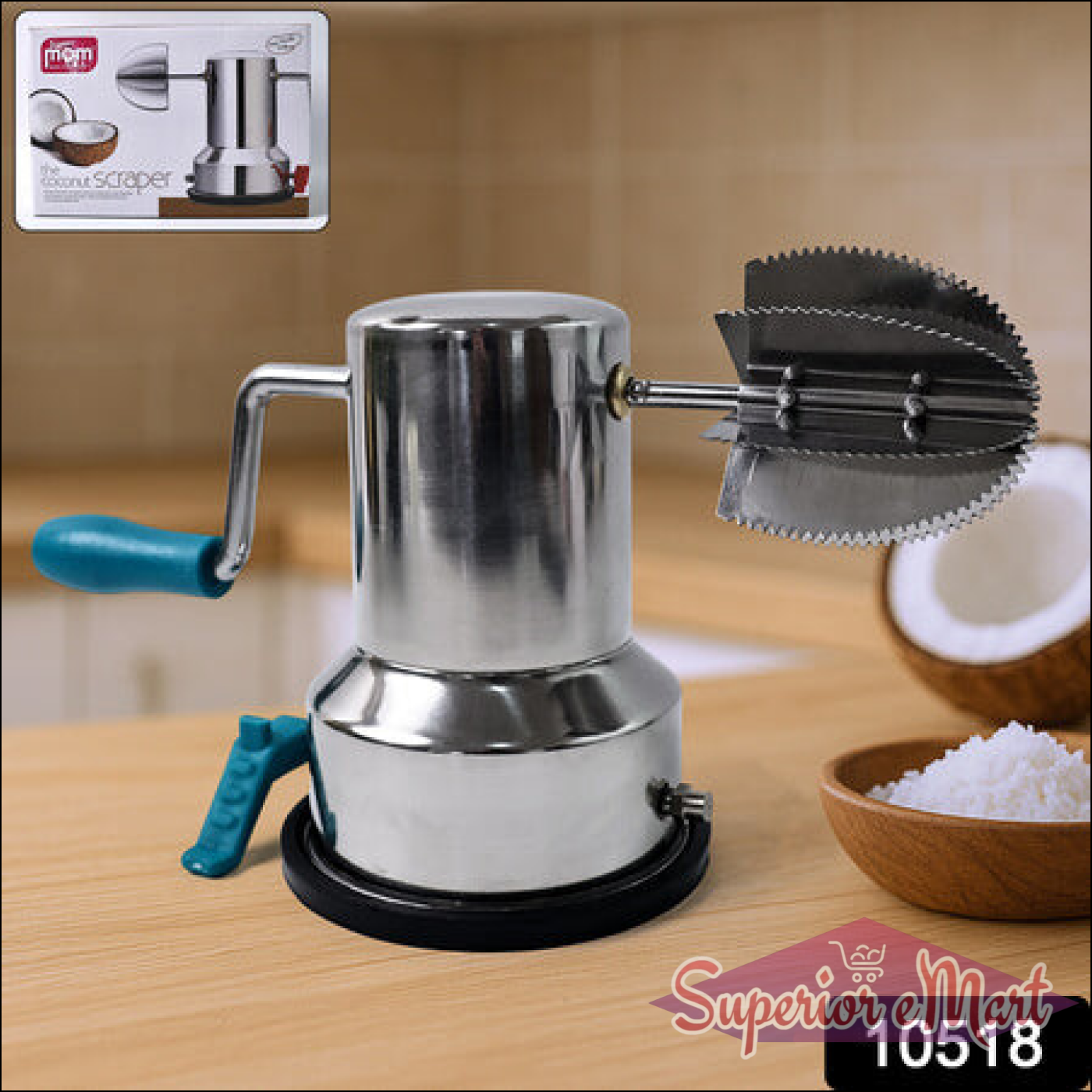 Stainless Steel Coconut Scraper With Vacuum Base (1 Pc) - Superior eMart