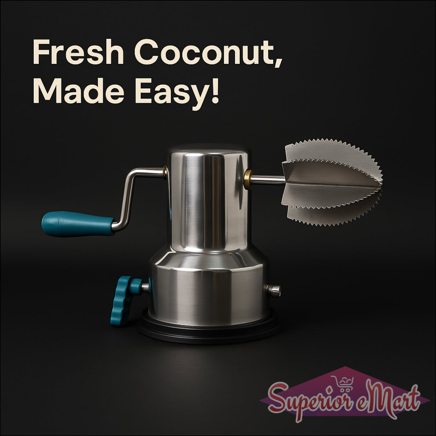 Stainless Steel Coconut Scraper With Vacuum Base (1 Pc) - Superior eMart
