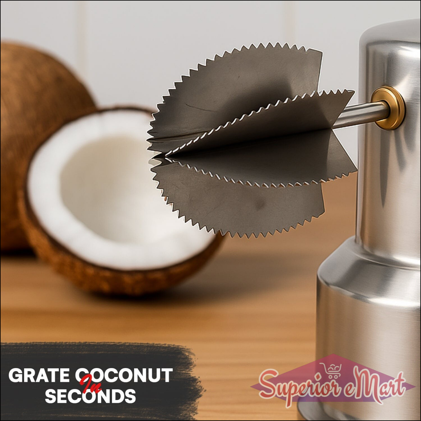 Stainless Steel Coconut Scraper With Vacuum Base (1 Pc) - Superior eMart