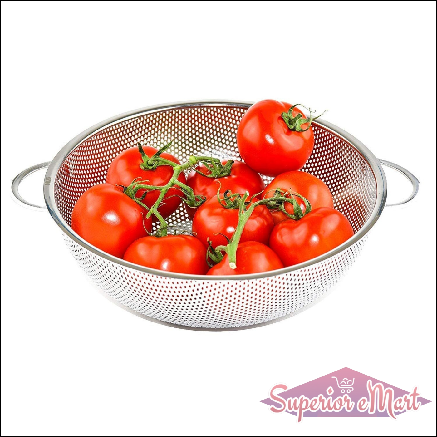 Stainless Steel Colander With Handle | Large Metal Mesh Basket Strainer For Pasta, Spaghetti, Berry, Veggies, Fruits (1 Pc  25.5 Cm) - Superior eMart