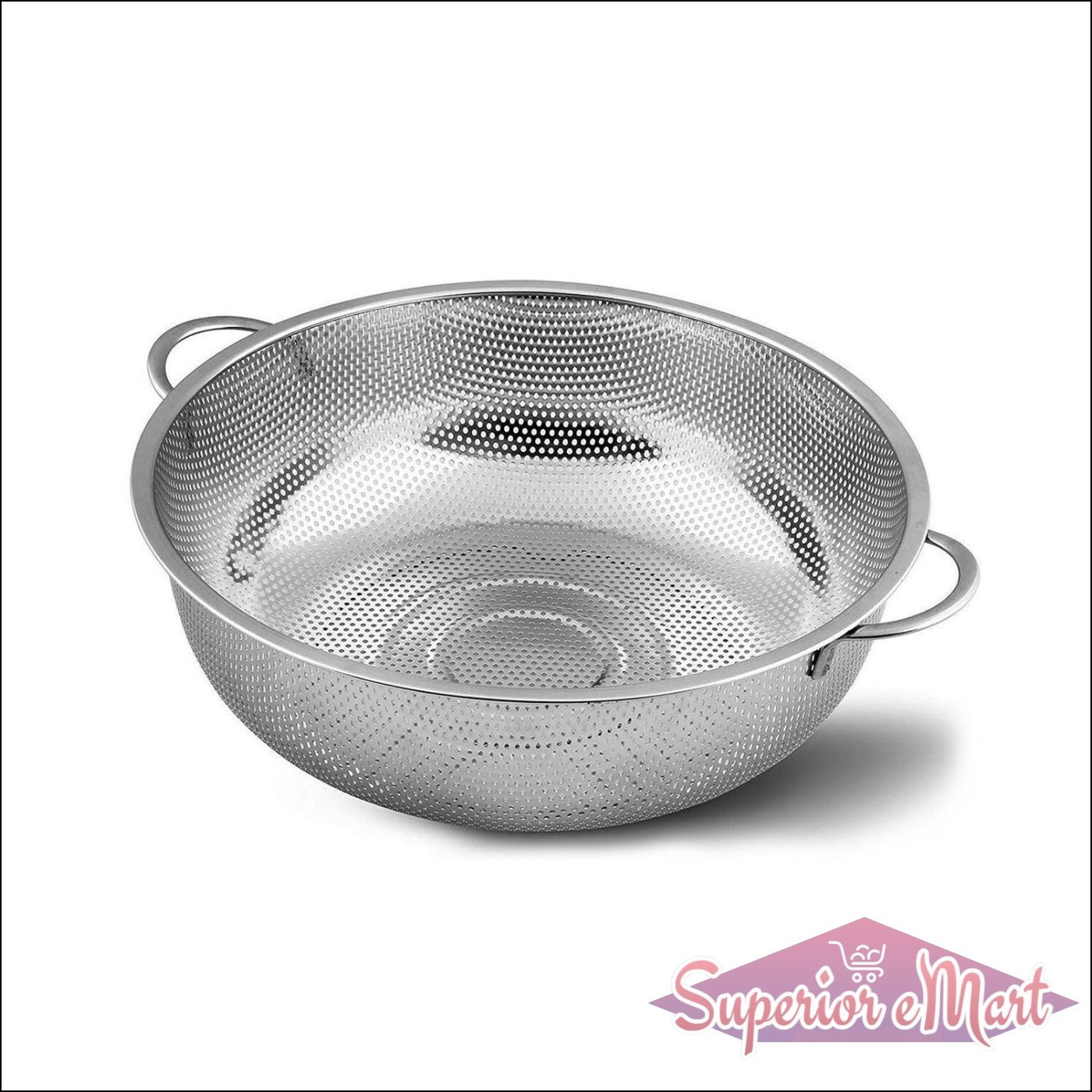 Stainless Steel Colander With Handle | Large Metal Mesh Basket Strainer For Pasta, Spaghetti, Berry, Veggies, Fruits (1 Pc  25.5 Cm) - Superior eMart