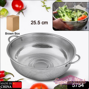 Stainless Steel Colander With Handle | Large Metal Mesh Basket Strainer For Pasta, Spaghetti, Berry, Veggies, Fruits (1 Pc  25.5 Cm) - Superior eMart