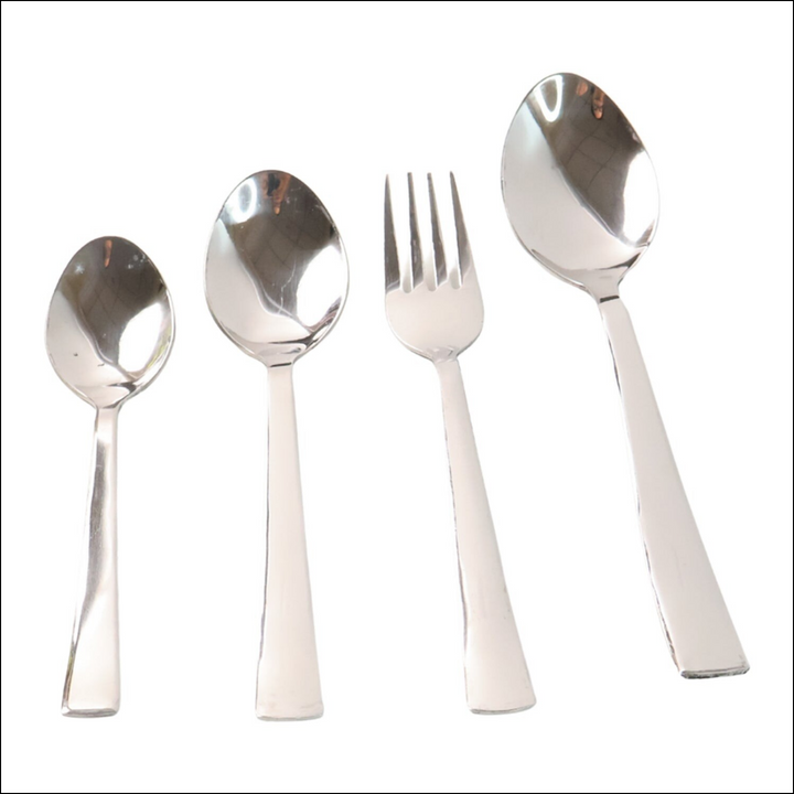 Superior eMart stainless steel cutlery set featuring a spoon, fork, and serving utensils for elegant dining