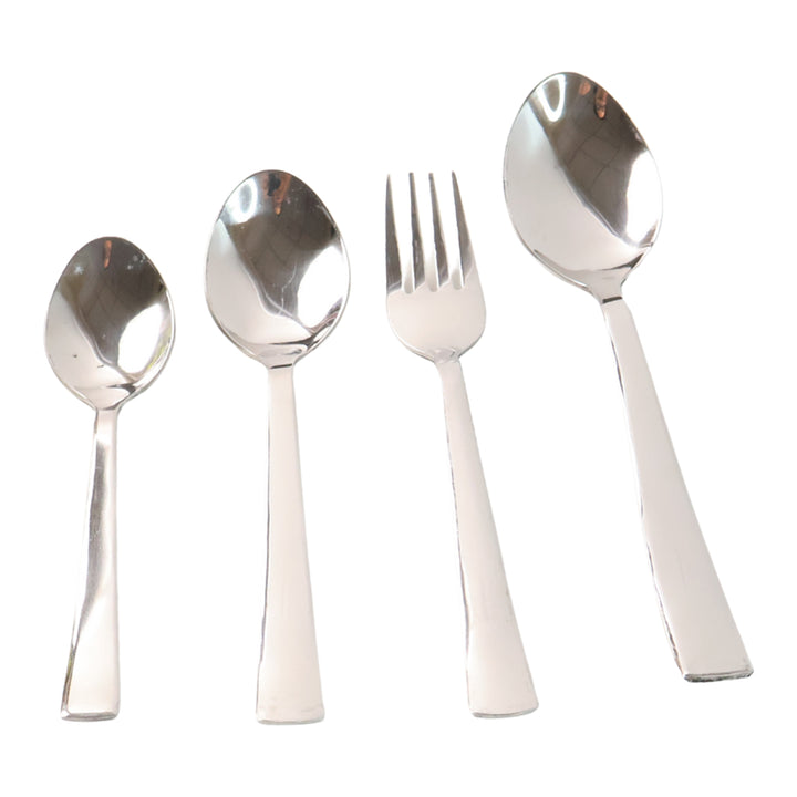 Superior eMart stainless steel cutlery set featuring a spoon, fork, and serving utensils for elegant dining