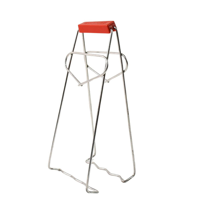 Stainless steel dish gripper tongs with a comfortable red handle for safely lifting hot dishes