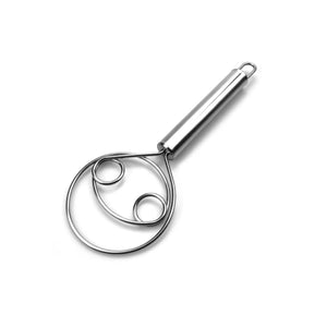 Superior eMart stainless steel dough whisk with a ergonomic handle for easy mixing and baking