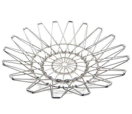 Superior eMart stainless steel fruit basket with a decorative floral design for kitchen countertop display