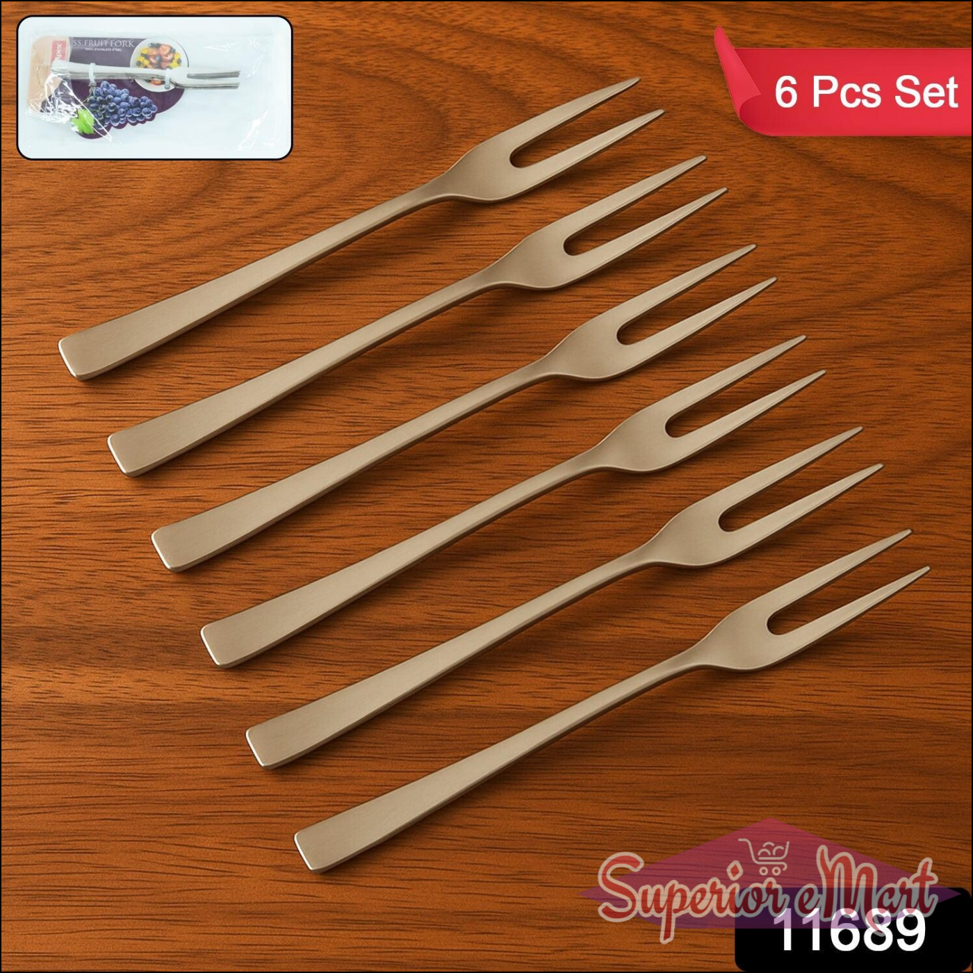 Stainless Steel Fruit Fork Set, 6 Pcs - Superior eMart