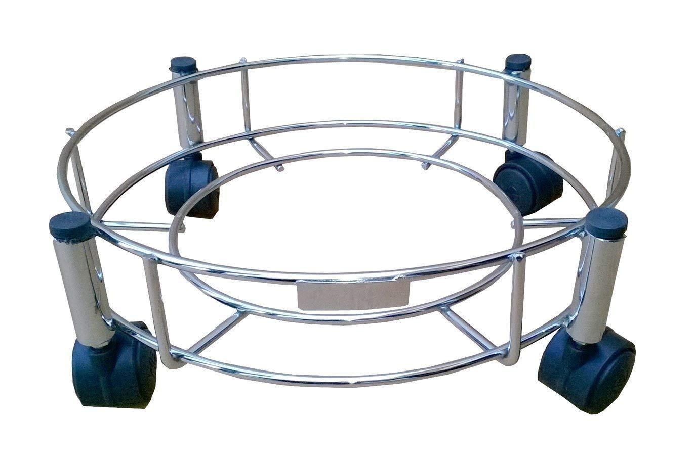 Stainless steel gas cylinder trolley with sturdy wheels for easy transportation of gas cylinders