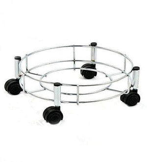 Durable stainless steel gas cylinder trolley with smooth-rolling wheels for easy transport