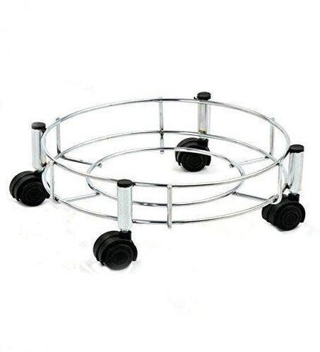 Durable stainless steel gas cylinder trolley with smooth-rolling wheels for easy transport