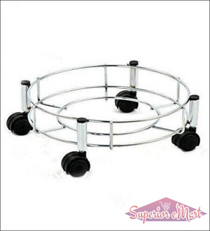 Durable stainless steel gas cylinder trolley with smooth-rolling wheels for easy transport