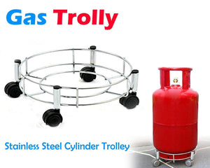 Stainless steel gas cylinder trolley with smooth-rolling wheels for easy transport of gas cylinders