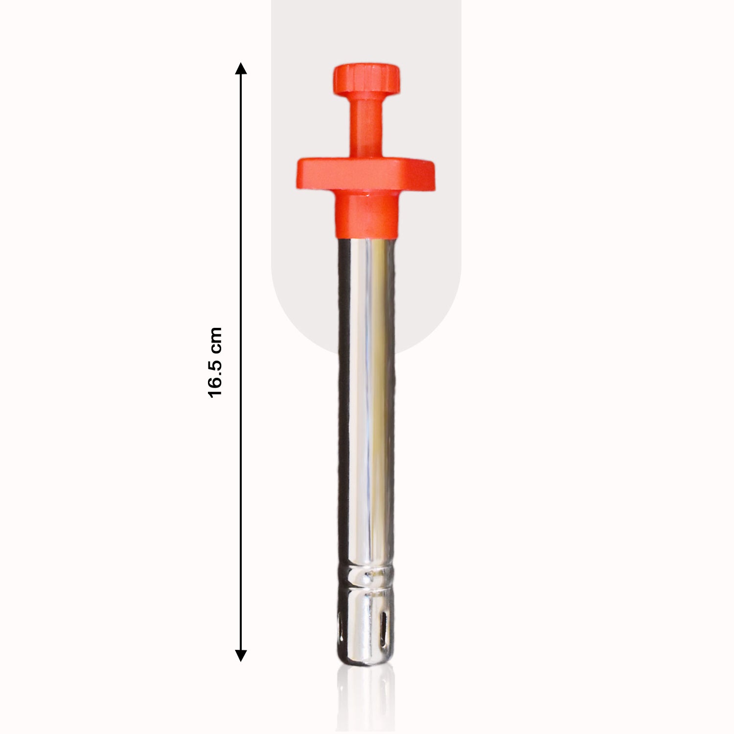 Superior eMart stainless steel gas lighter with an ergonomic red handle for easy ignition