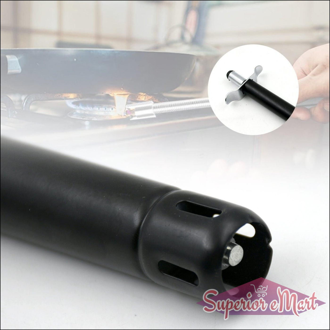 Durable stainless steel gas lighter for kitchen with a secure ignition mechanism
