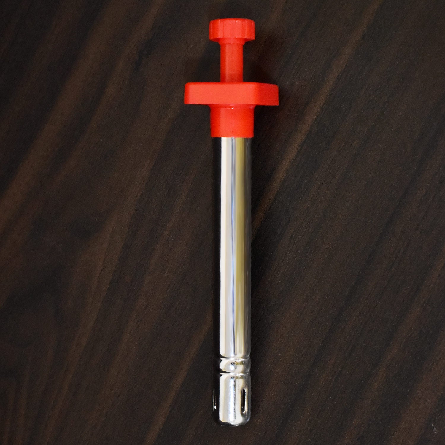 Superior eMart stainless steel gas lighter with a durable red handle for easy ignition