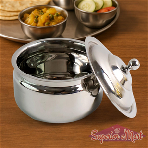 Stainless Steel Ghee Pot with Lid & Spoon - Superior eMart