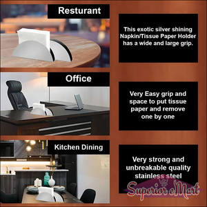 Stainless steel napkin holder with a modern design for restaurants, offices, and kitchen dining