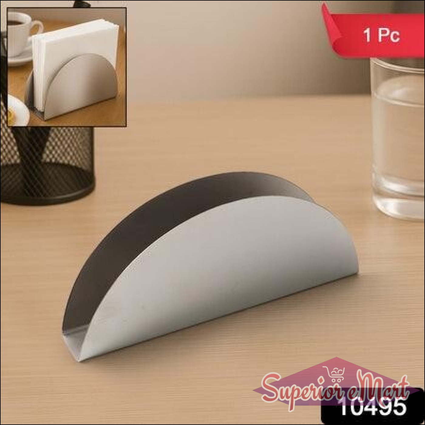 Sleek stainless steel napkin holder designed for home and kitchen use, perfect for organizing napkins