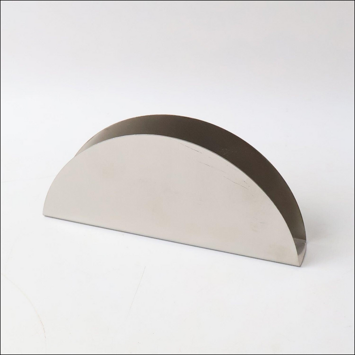 Sleek stainless steel napkin holder with a modern design for stylish kitchen organization