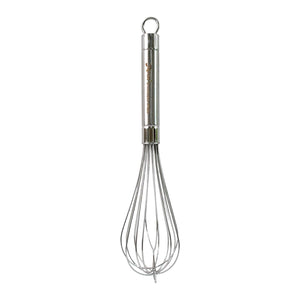 Durable stainless steel hand whisk with a comfortable grip for efficient mixing and whipping