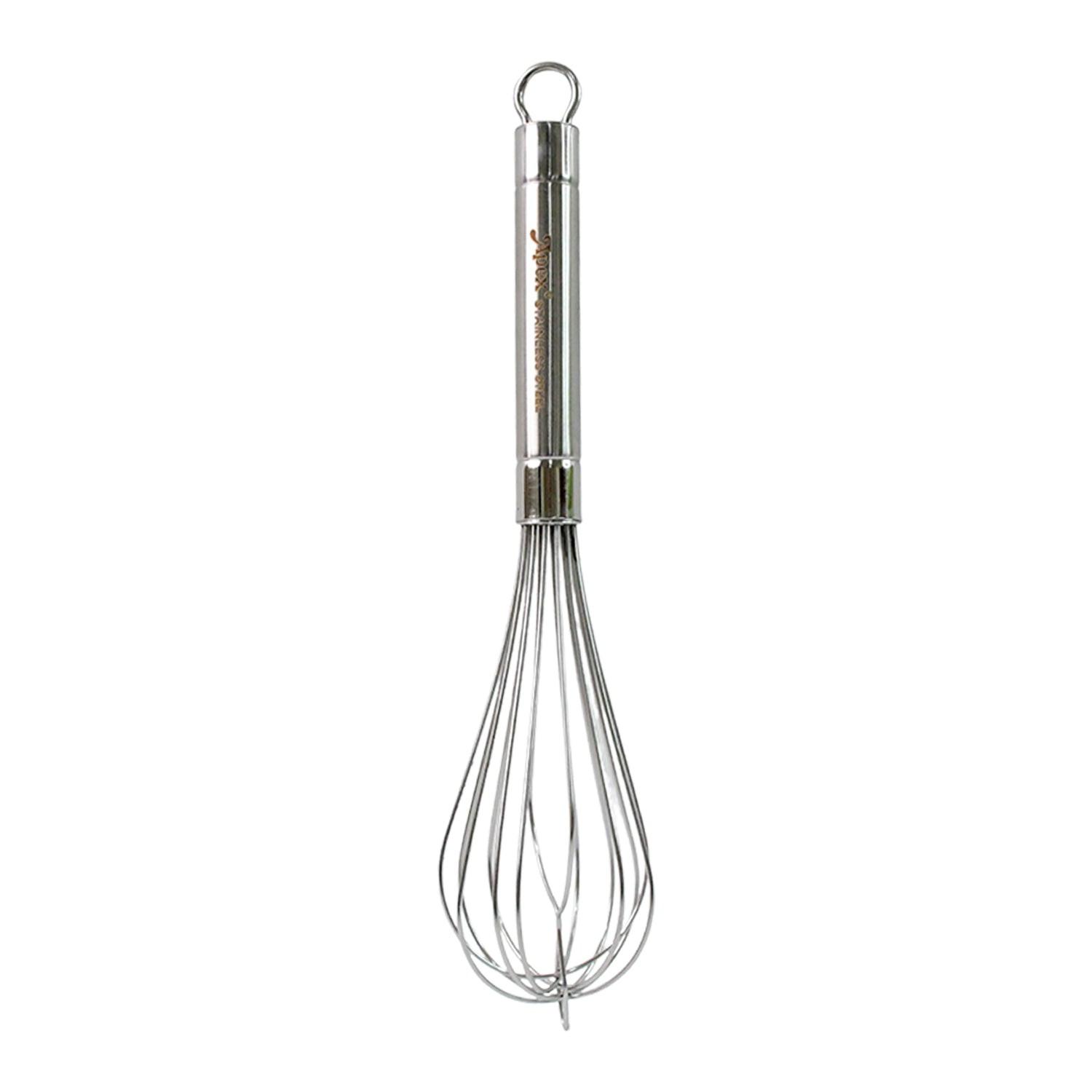 Durable stainless steel hand whisk with a comfortable grip for efficient mixing and whipping