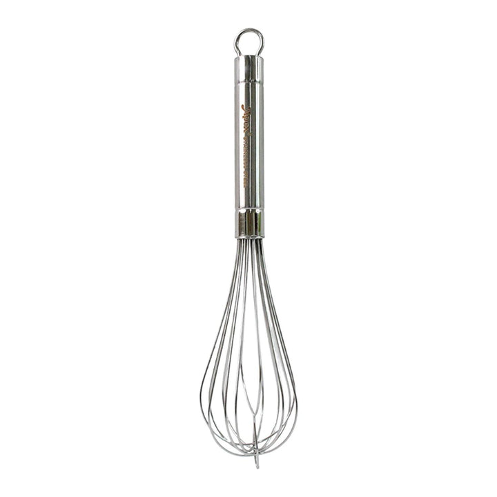 Durable stainless steel hand whisk with a comfortable grip for efficient mixing and whipping