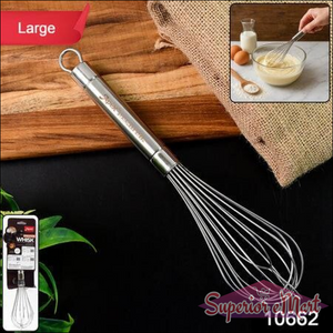 Superior eMart stainless steel hand whisk with a comfortable grip for mixing and whisking ingredients