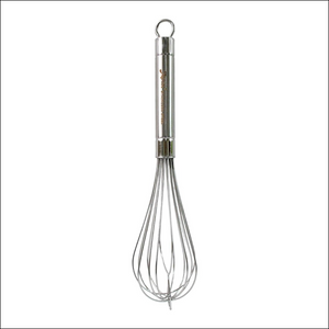 Durable stainless steel hand whisk with a comfortable grip for efficient mixing and whipping