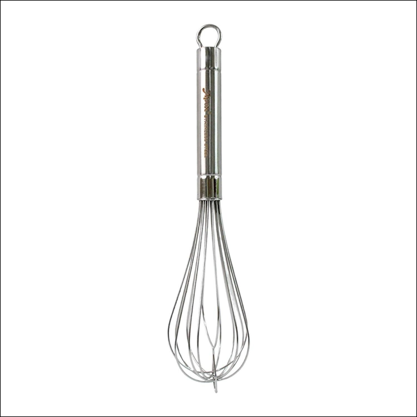 Durable stainless steel hand whisk with a comfortable grip for efficient mixing and whipping