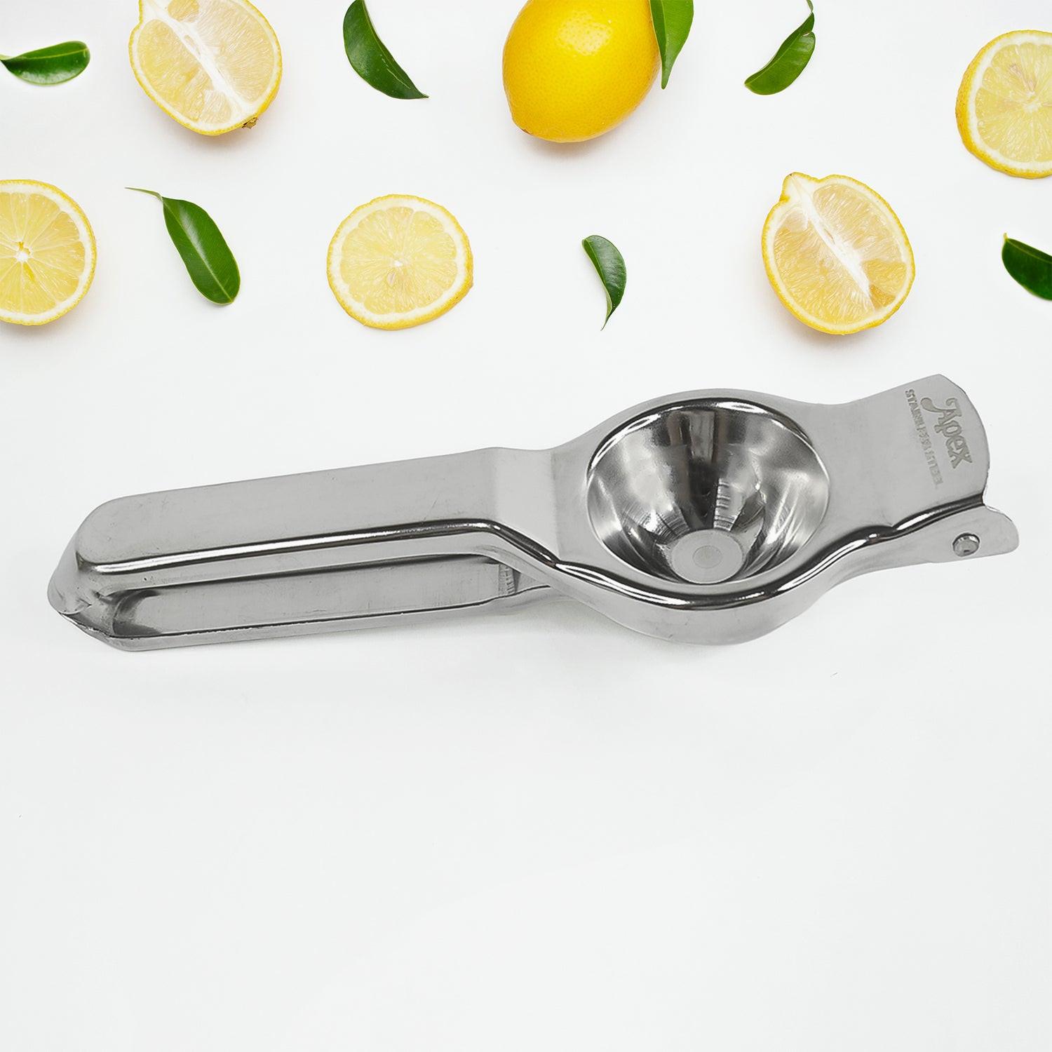 Stainless steel lemon squeezer for efficient juice extraction with a sleek design