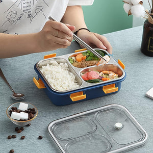 Durable stainless steel lunch box with compartments for organized meal prep and easy transport
