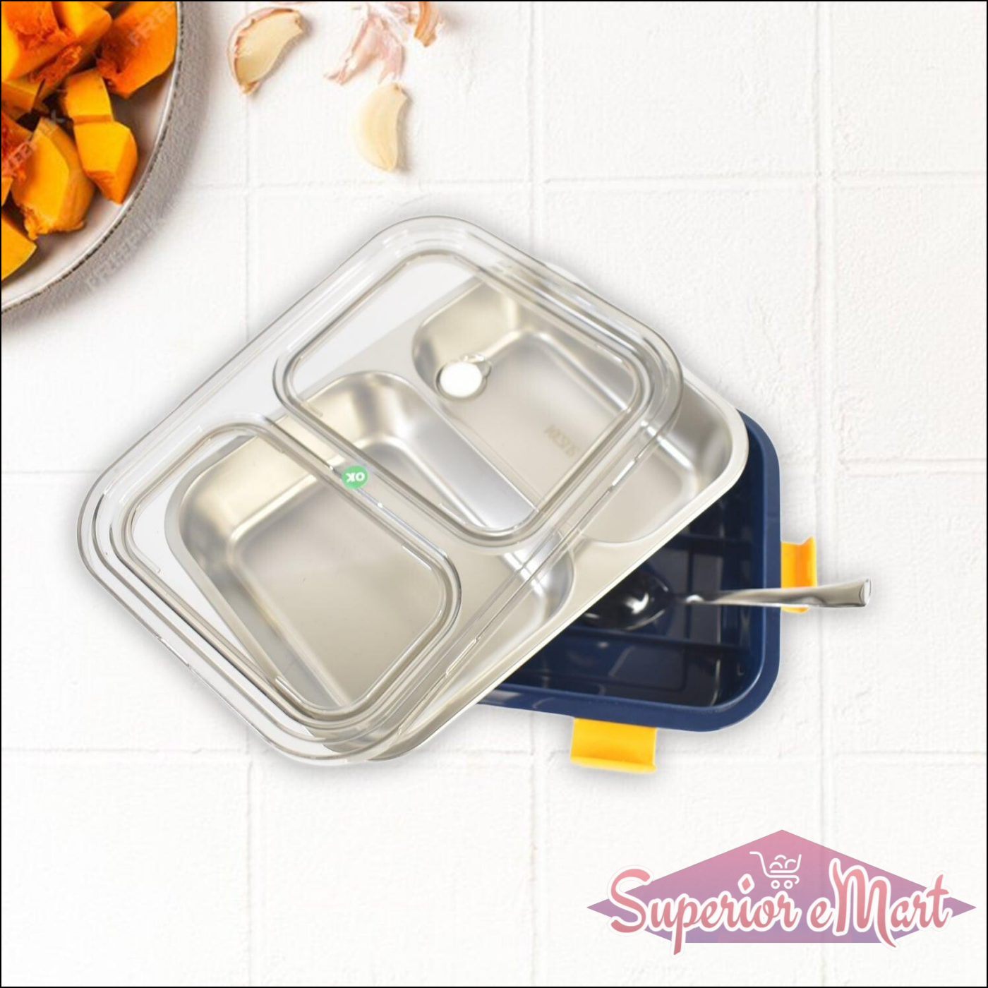 Stainless Steel Lunch Box with Secure Lids - Superior eMart