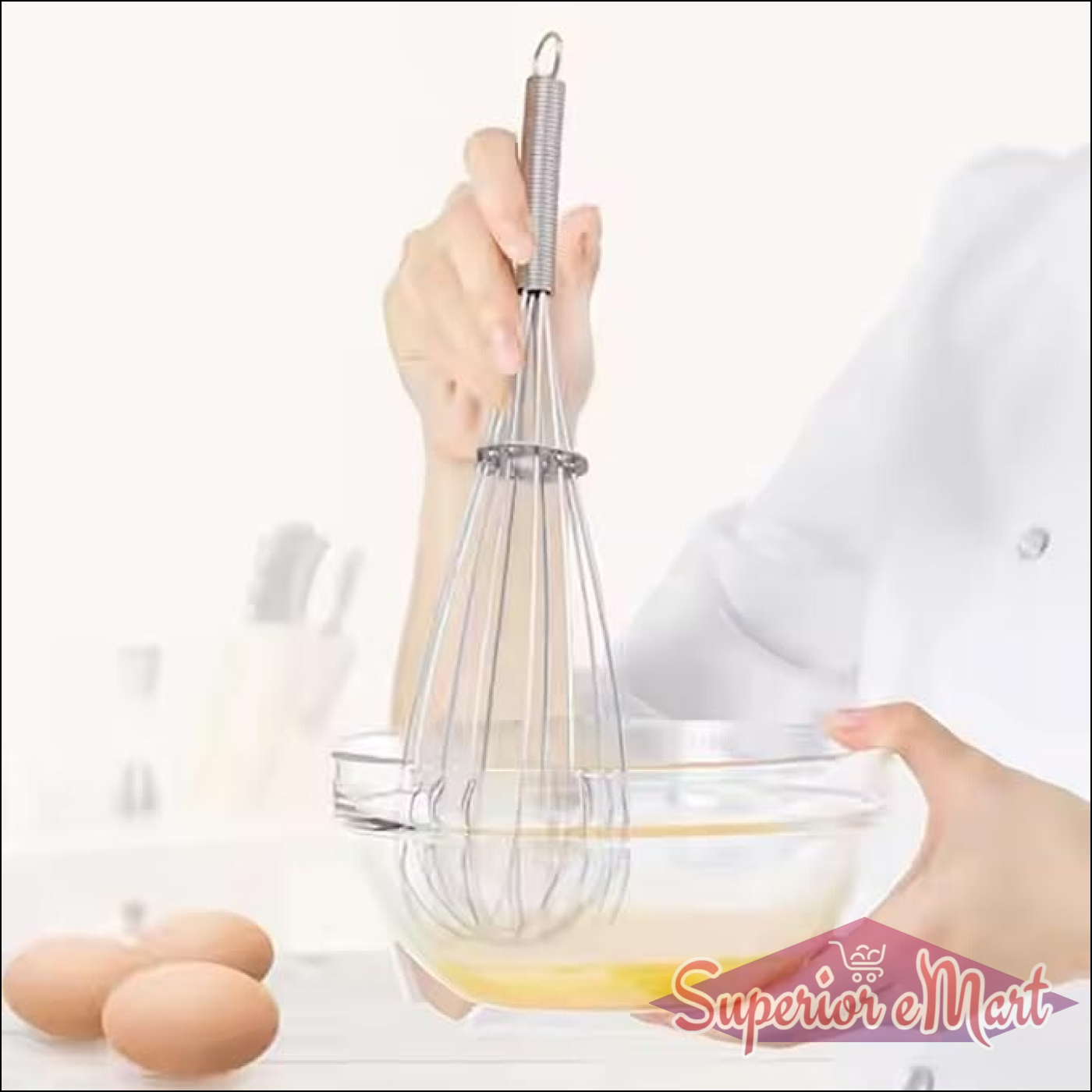 Stainless Steel Manual Milk Frother / Egg Whisk / Free Egg Separator (1 Pc) - Superior eMart