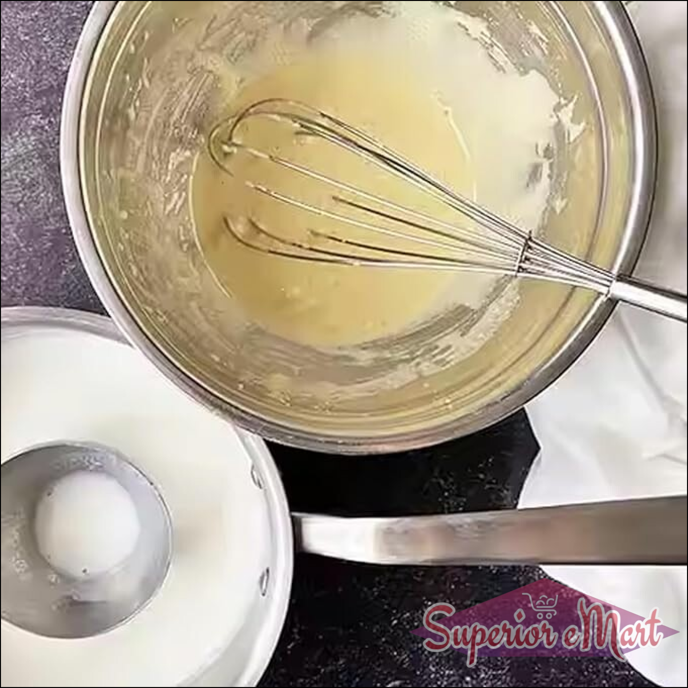 Stainless Steel Manual Milk Frother / Egg Whisk / Free Egg Separator (1 Pc) - Superior eMart